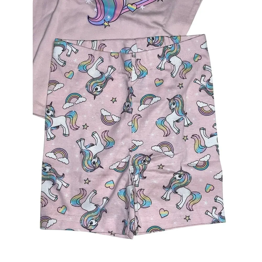The Children's Place Pink Cameo Unicorn Heart Snug Fit Cotton Pajamas 3T